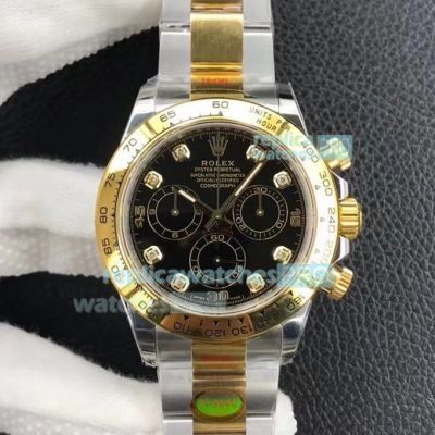 NOOB Factory Rolex Cosmograph Two Tone Daytona Black Dial Swiss 4130 Watch 40MM